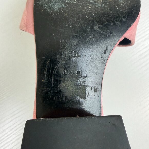 Alexander Wang Pink Suede Block Heel Slides - Picture 9 of 11